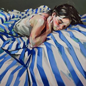 Stillness on Blue Fabric. - 50 x 40 cm.